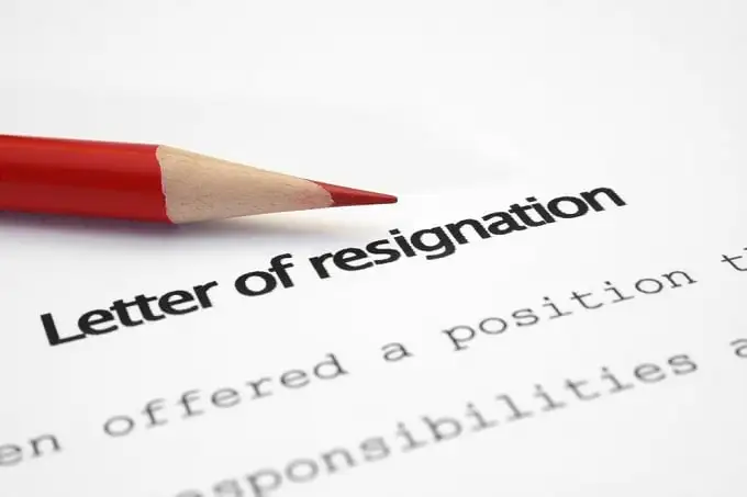 letter of resignation email